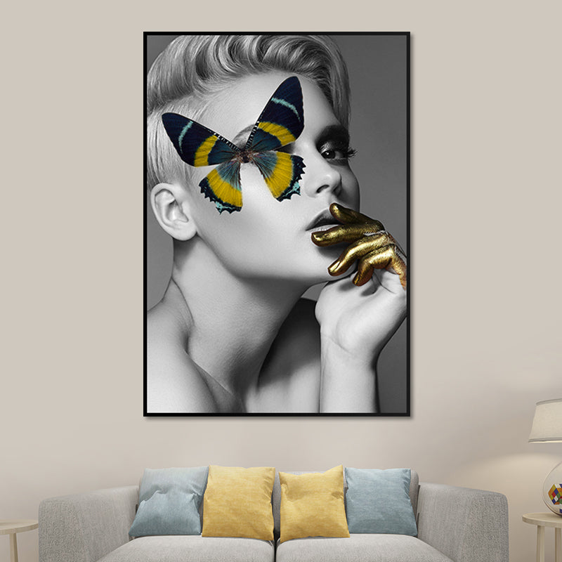 Brehn | Glam Model Figur Leinwanddruck Dunkel Color Texturiertes Wandkunst Deko für Mädchenzimmer