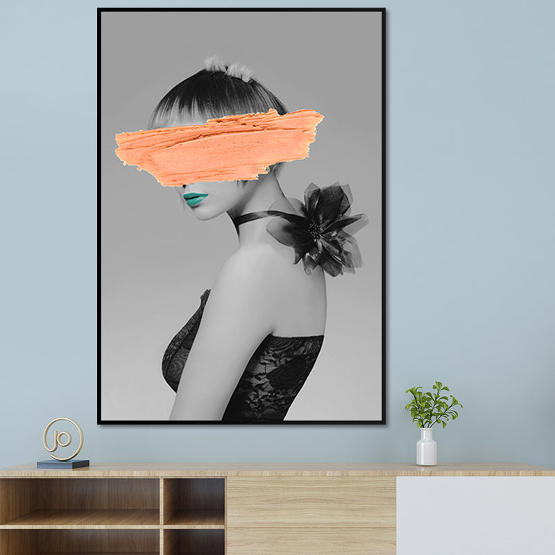 Brehn | Glam Model Figur Leinwanddruck Dunkel Color Texturiertes Wandkunst Deko für Mädchenzimmer