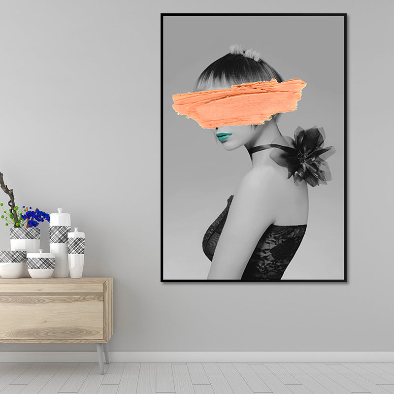 Brehn | Glam Model Figur Leinwanddruck Dunkel Color Texturiertes Wandkunst Deko für Mädchenzimmer