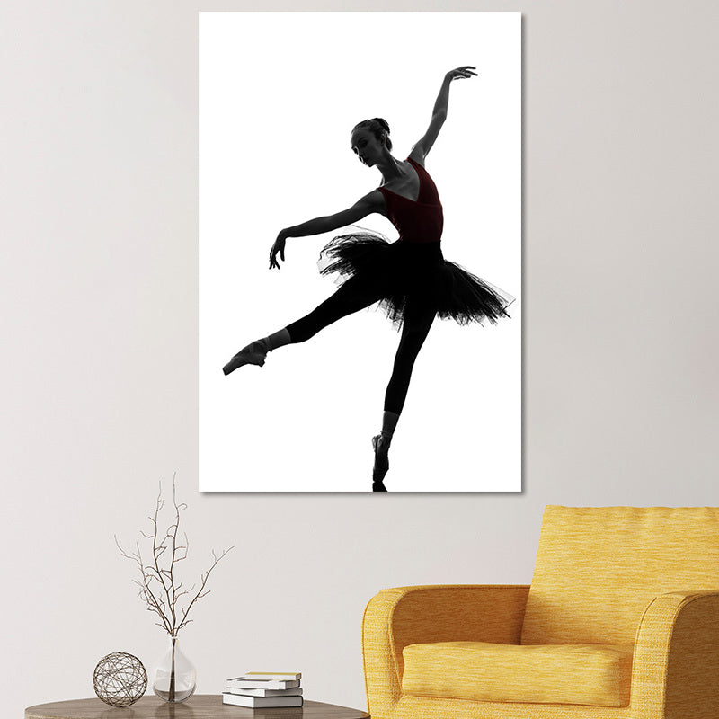 Brehn | Schwarze Ballerina Silhouette Wandkunst Tanz Vintage Texturierte Leinwanddruck für Mädchenzimmer