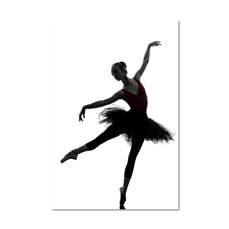 Brehn | Schwarze Ballerina Silhouette Wandkunst Tanz Vintage Texturierte Leinwanddruck für Mädchenzimmer