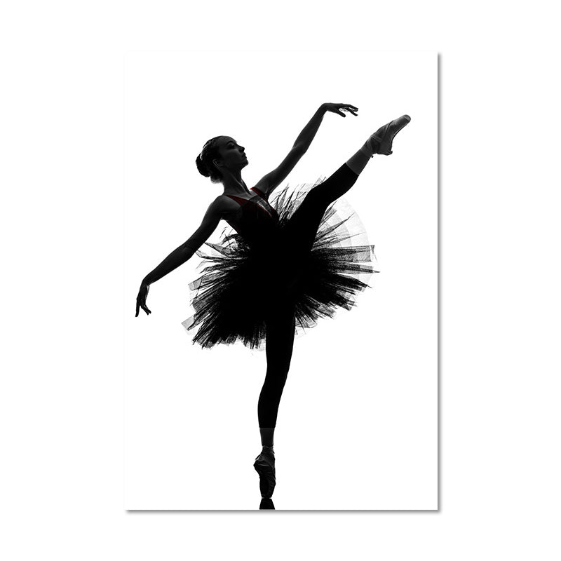 Brehn | Schwarze Ballerina Silhouette Wandkunst Tanz Vintage Texturierte Leinwanddruck für Mädchenzimmer