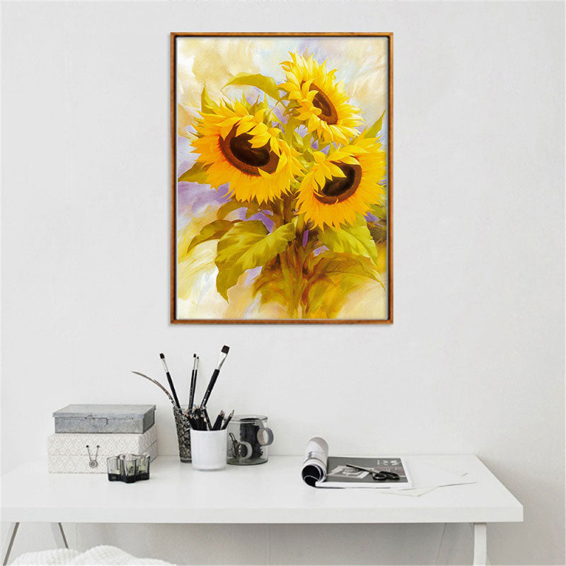 Brehn | Gelbe Französische Landhaus Wandkunst Druck Sonnenblumenstrauß Gemälde für das Wohnzimmer