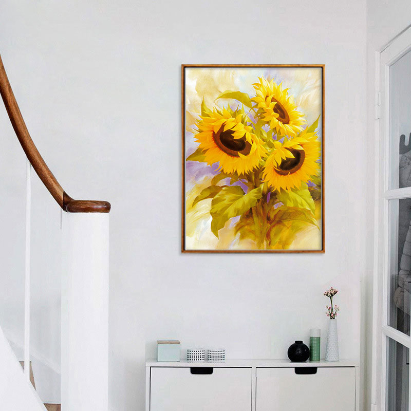 Brehn | Gelbe Französische Landhaus Wandkunst Druck Sonnenblumenstrauß Gemälde für das Wohnzimmer