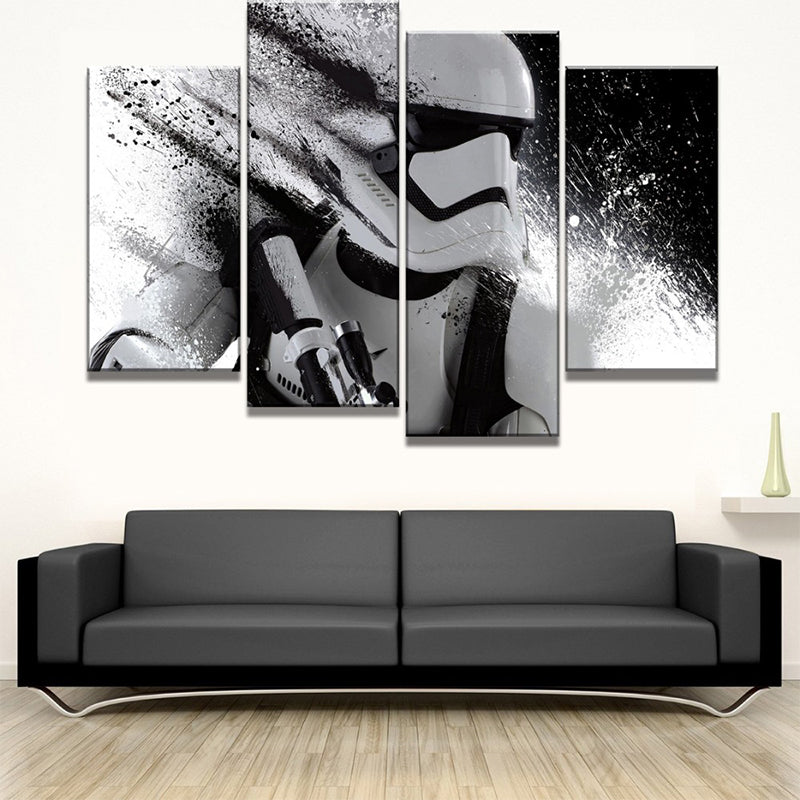 Brehn | Hedendaagse Astronaut Scene Canvas Zwart Textured Wandkunst Print voor Gastenkamer