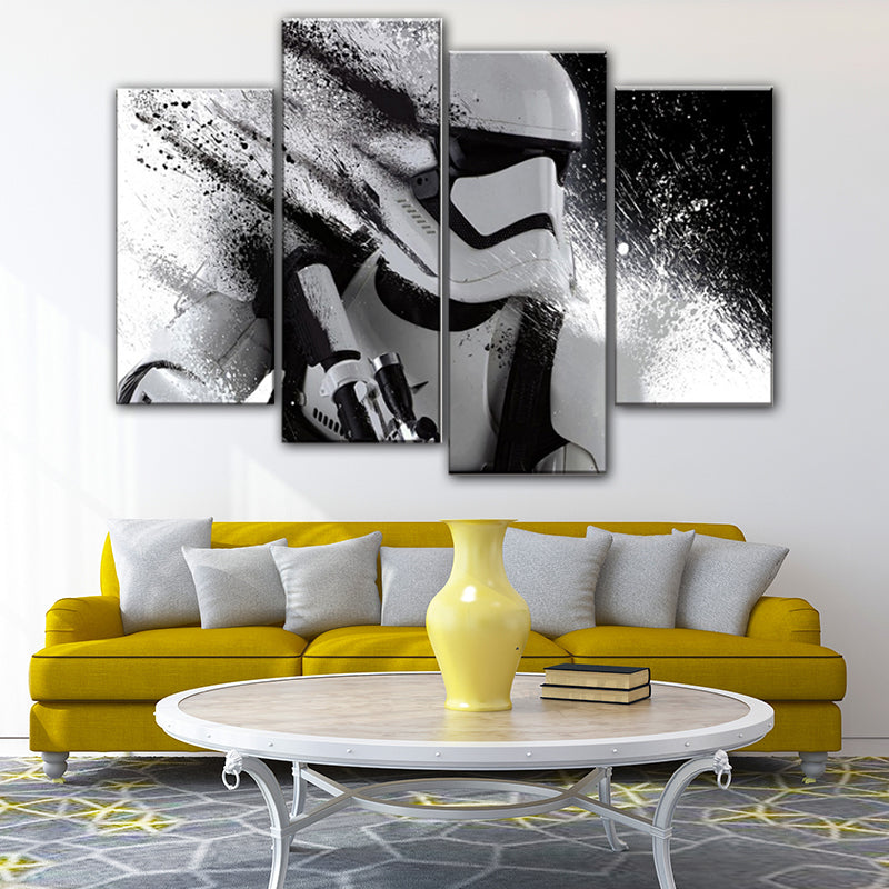 Brehn | Hedendaagse Astronaut Scene Canvas Zwart Textured Wandkunst Print voor Gastenkamer