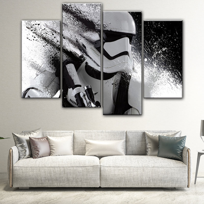 Brehn | Hedendaagse Astronaut Scene Canvas Zwart Textured Wandkunst Print voor Gastenkamer