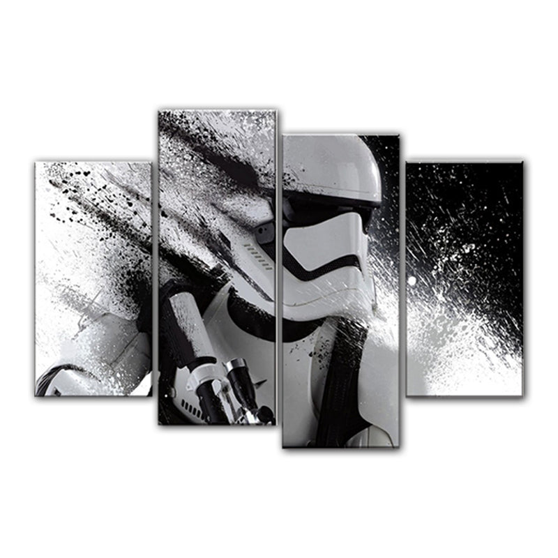 Brehn | Hedendaagse Astronaut Scene Canvas Zwart Textured Wandkunst Print voor Gastenkamer