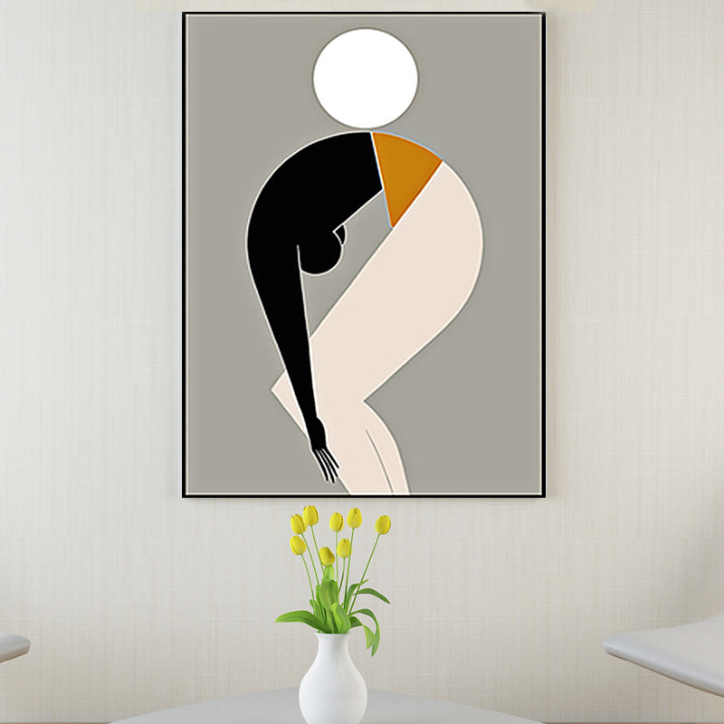 Brehn | Schwarze Nordische Wandkunst Dekor Abstrakter Sportmann mit Ball Leinwanddruck für das Wohnzimmer