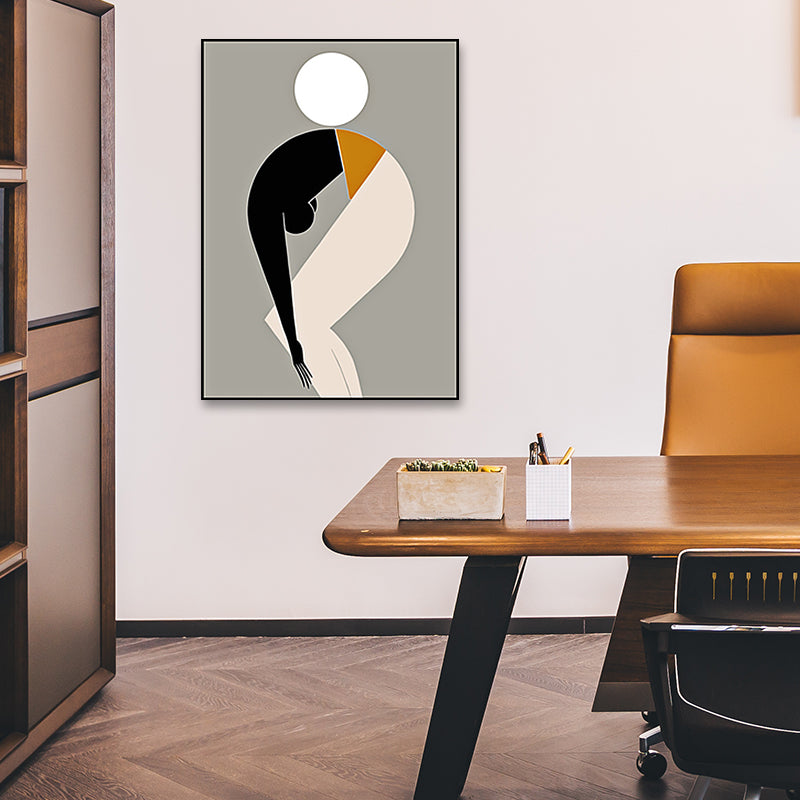 Brehn | Schwarze Nordische Wandkunst Dekor Abstrakter Sportmann mit Ball Leinwanddruck für das Wohnzimmer