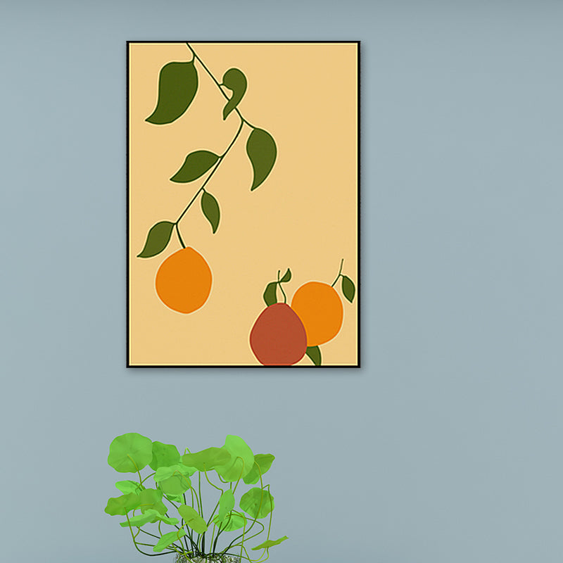 Brehn | Orange und Blatt Wandkunst Texturiertes Nordic Wohnzimmer Leinwanddruck in Pastellfarbe