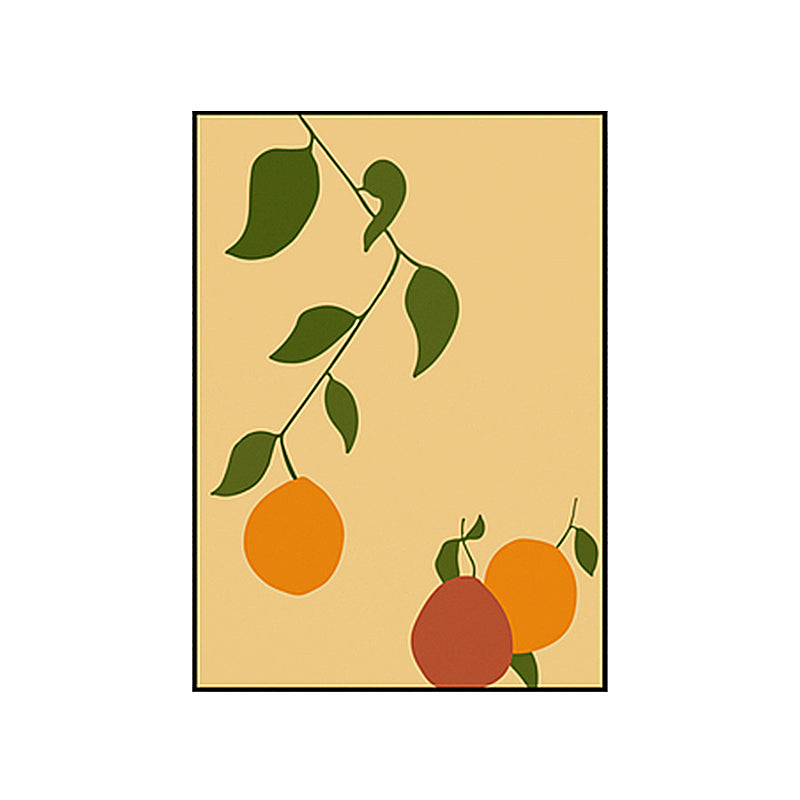 Brehn | Orange und Blatt Wandkunst Texturiertes Nordic Wohnzimmer Leinwanddruck in Pastellfarbe