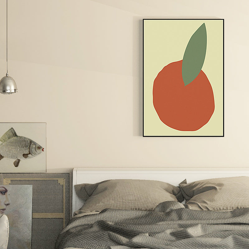Brehn | Orange und Blatt Wandkunst Texturiertes Nordic Wohnzimmer Leinwanddruck in Pastellfarbe