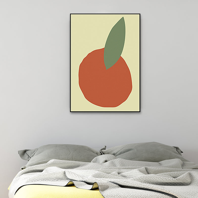 Brehn | Orange und Blatt Wandkunst Texturiertes Nordic Wohnzimmer Leinwanddruck in Pastellfarbe