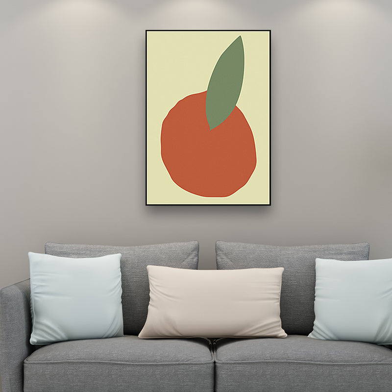 Brehn | Orange und Blatt Wandkunst Texturiertes Nordic Wohnzimmer Leinwanddruck in Pastellfarbe