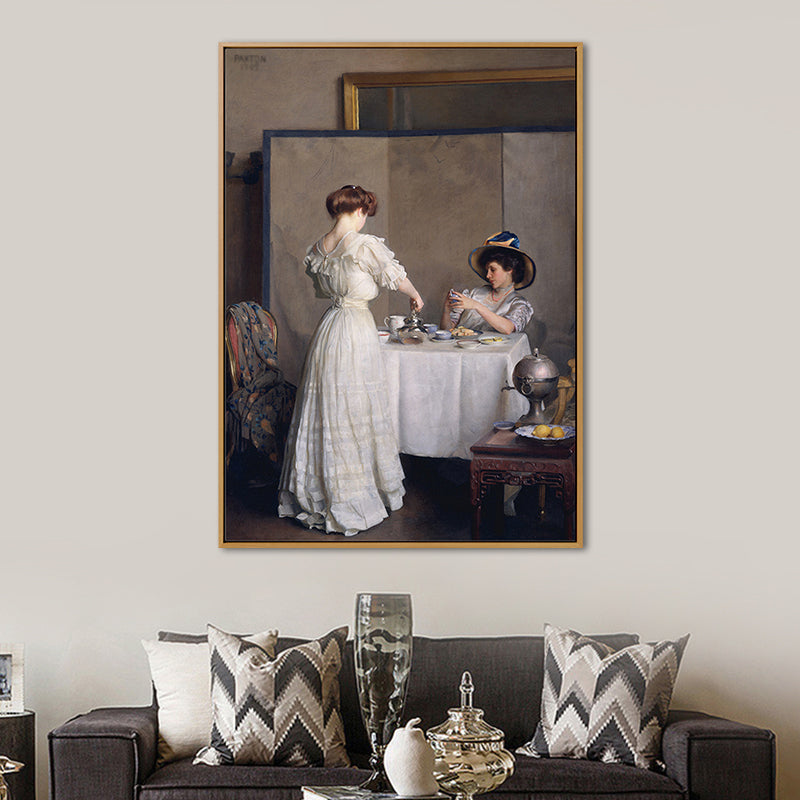 Brehn | Klassisches Abendessen Malerei Leinwanddruck Weiß Texturiert Wandkunst für Hausinterieur