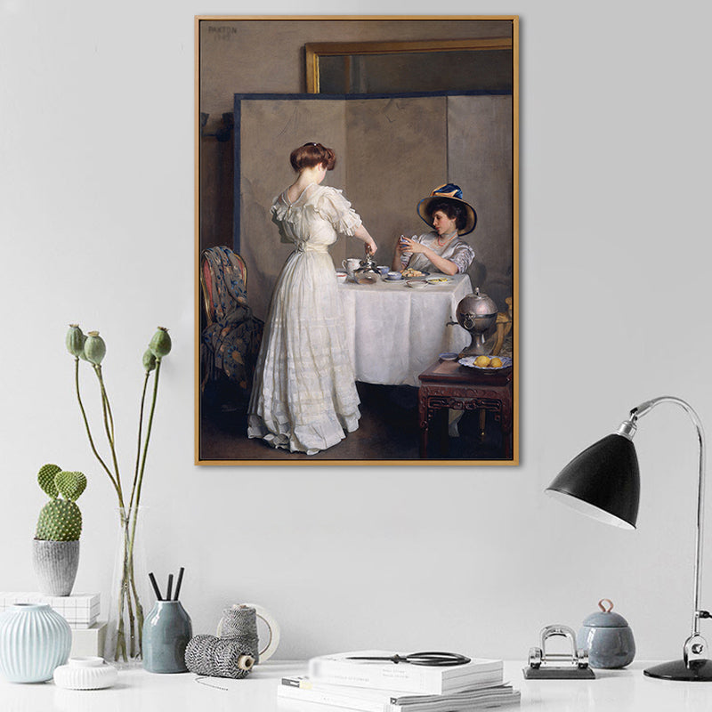 Brehn | Klassisches Abendessen Malerei Leinwanddruck Weiß Texturiert Wandkunst für Hausinterieur