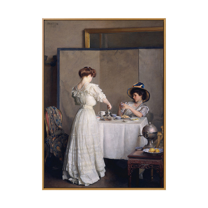 Brehn | Klassisches Abendessen Malerei Leinwanddruck Weiß Texturiert Wandkunst für Hausinterieur