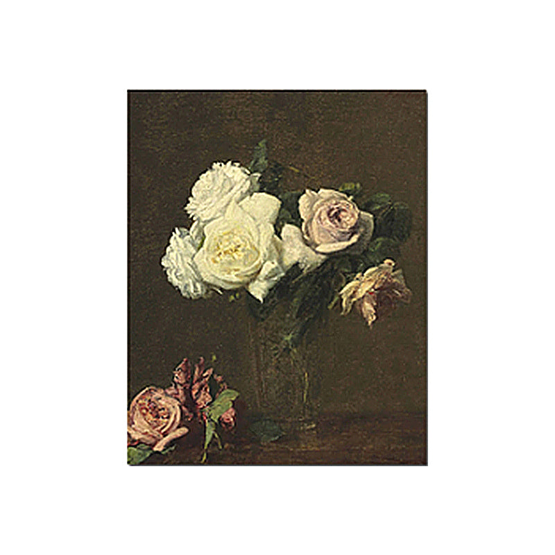 Brehn | Gemälde Druck Rosenvase Leinwand Traditionelle Texturierte Wandkunst in Pastellfarbe