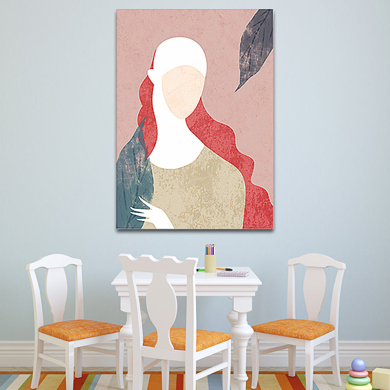 Brehn | Nordic Fashion Frau Wanddekoration Pink Wohnzimmer Leinwand Kunst (Mehrere Größen verfügbar)