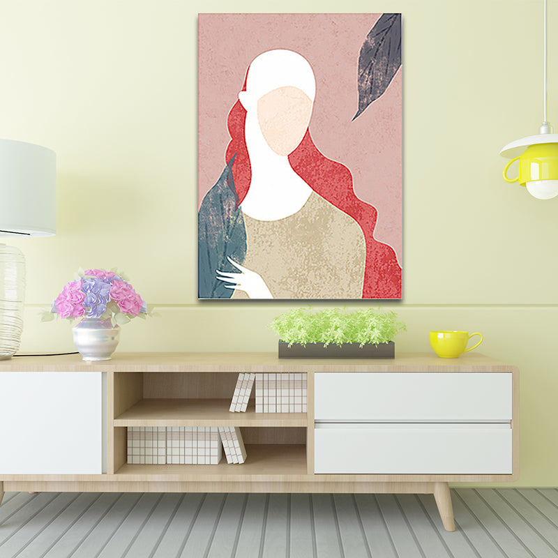 Brehn | Nordic Fashion Frau Wanddekoration Pink Wohnzimmer Leinwand Kunst (Mehrere Größen verfügbar)