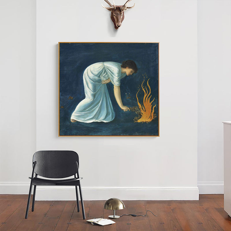 Brehn | Edward Burne Jones Held Gemälde Blau-Weiß Leinwand Wandkunst Druck für Wohnkultur