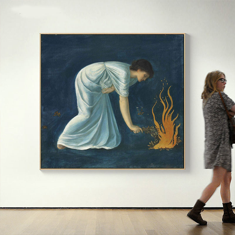 Brehn | Edward Burne Jones Held Gemälde Blau-Weiß Leinwand Wandkunst Druck für Wohnkultur