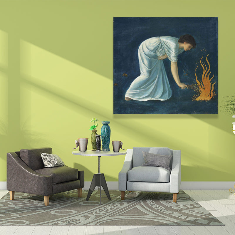 Brehn | Edward Burne Jones Held Gemälde Blau-Weiß Leinwand Wandkunst Druck für Wohnkultur