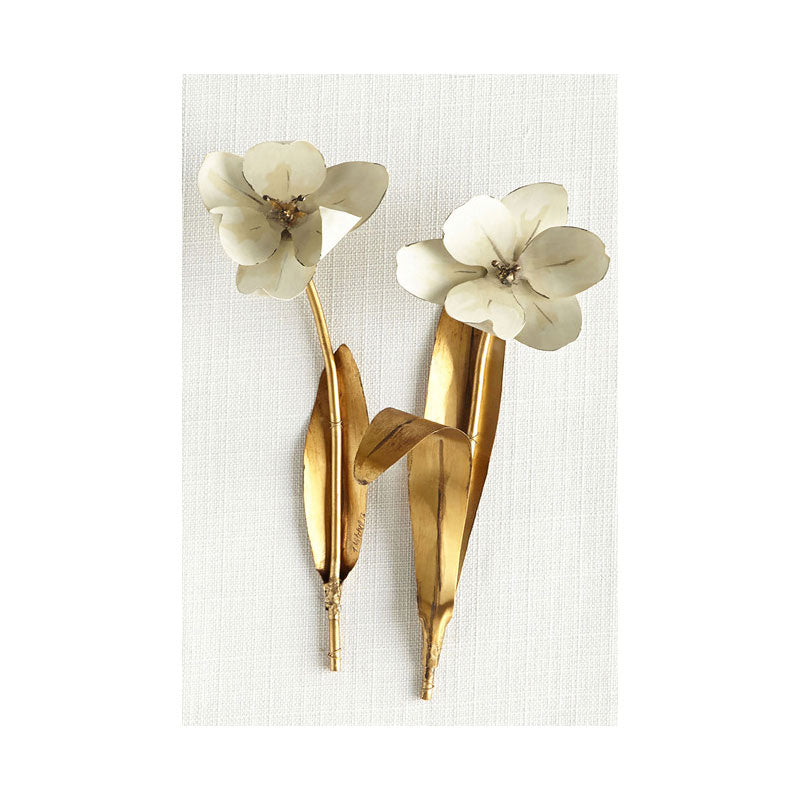 Brehn | Gold Blossom Kunstdruck Blume Nordischer Stil Texturierte Oberfläche Leinwand für Mädchen Schlafzimmer