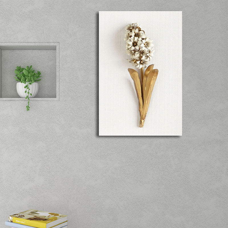 Brehn | Gold Blossom Kunstdruck Blume Nordischer Stil Texturierte Oberfläche Leinwand für Mädchen Schlafzimmer