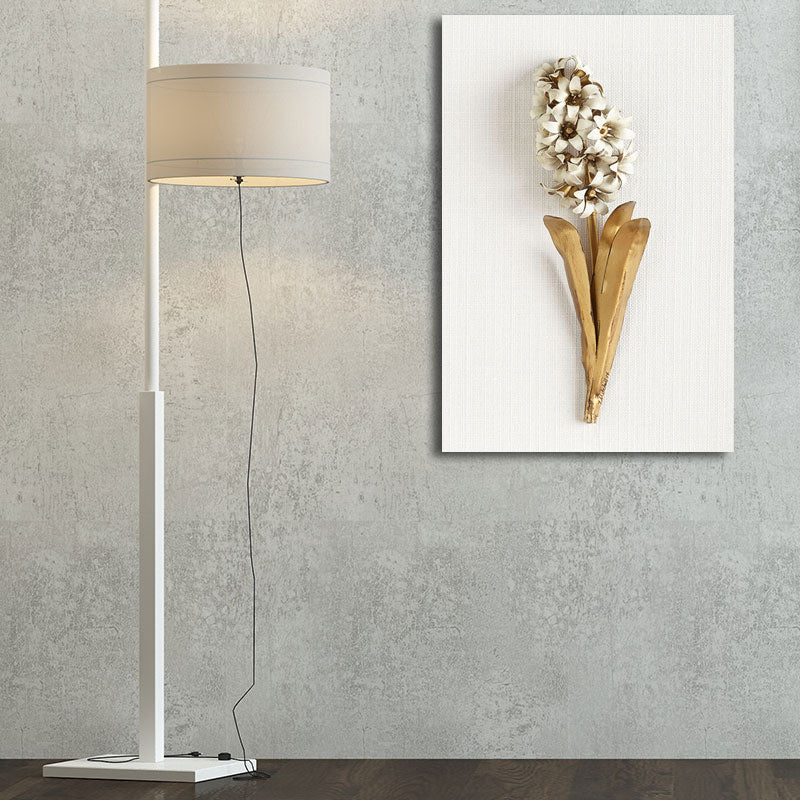 Brehn | Gold Blossom Kunstdruck Blume Nordischer Stil Texturierte Oberfläche Leinwand für Mädchen Schlafzimmer