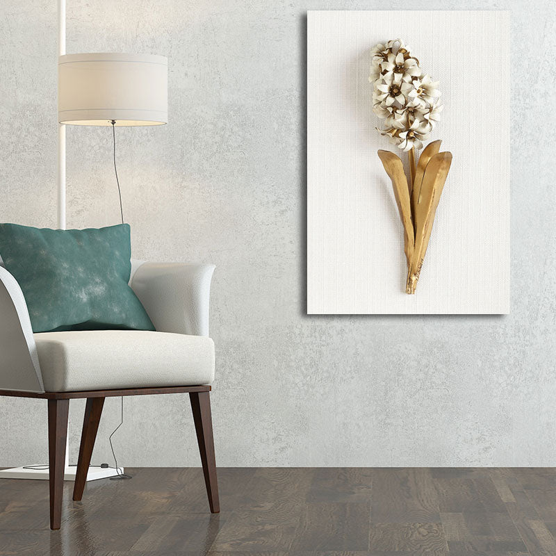 Brehn | Gold Blossom Kunstdruck Blume Nordischer Stil Texturierte Oberfläche Leinwand für Mädchen Schlafzimmer