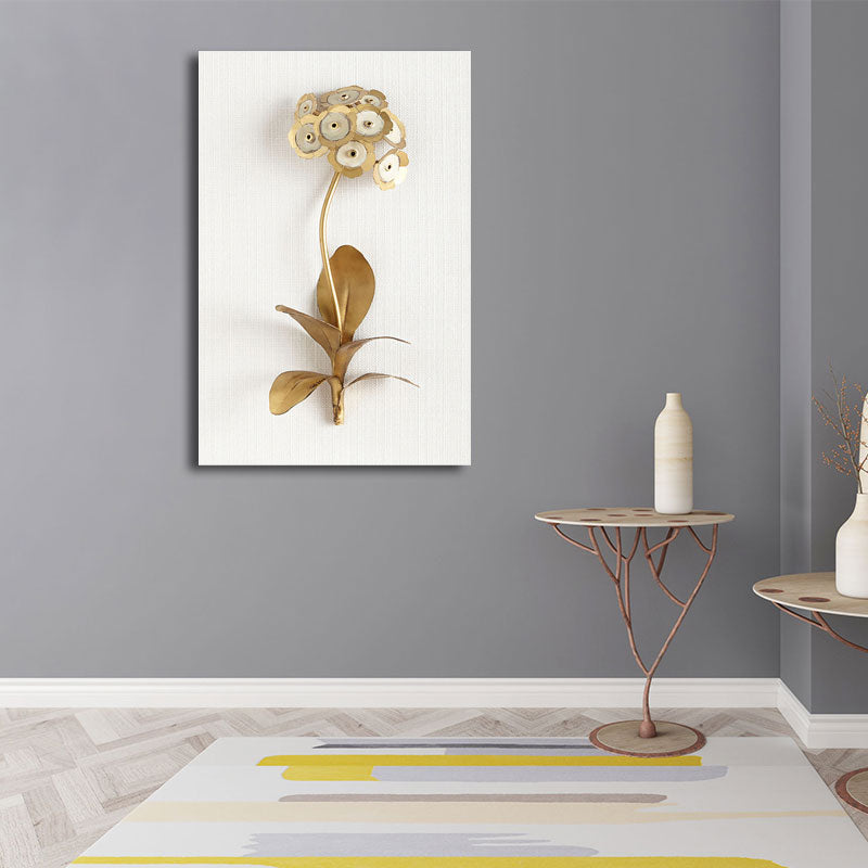 Brehn | Gold Blossom Kunstdruck Blume Nordischer Stil Texturierte Oberfläche Leinwand für Mädchen Schlafzimmer