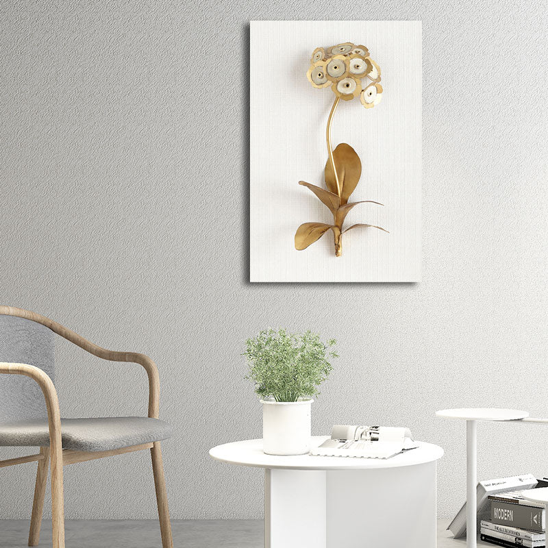 Brehn | Gold Blossom Kunstdruck Blume Nordischer Stil Texturierte Oberfläche Leinwand für Mädchen Schlafzimmer