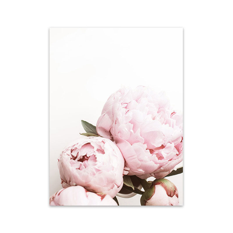 Brehn | Rosa blühende Pfingstrose Wandkunst Blumen Nordic strukturierter Leinwanddruck für das Mädchenzimmer