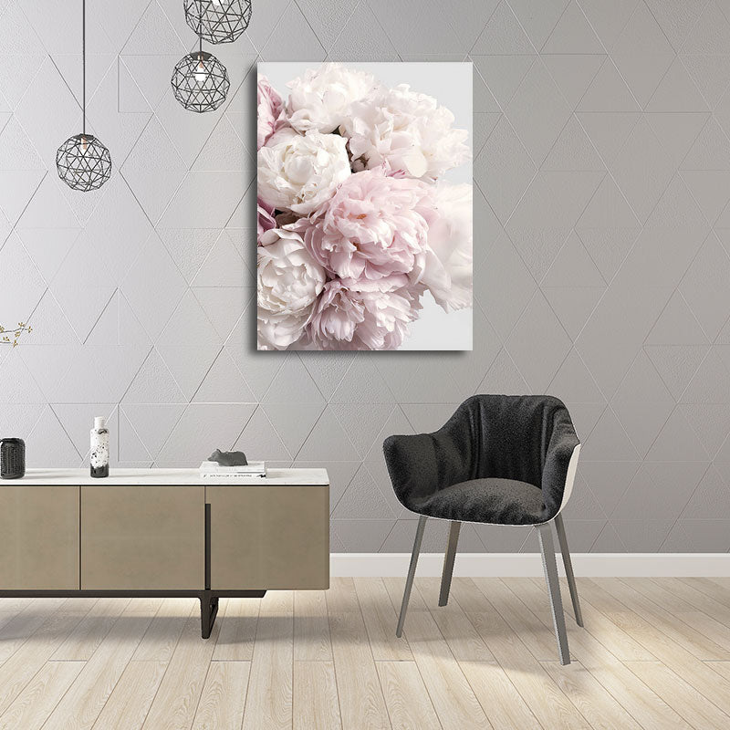 Brehn | Romantische Pfingstrosenblüte Leinwand für Schlafzimmer Blumen Druck Wandkunst Dekor in Pastellfarbe