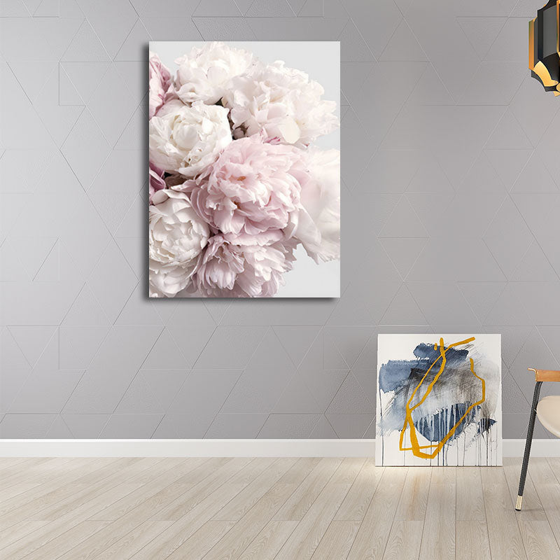 Brehn | Romantische Pfingstrosenblüte Leinwand für Schlafzimmer Blumen Druck Wandkunst Dekor in Pastellfarbe