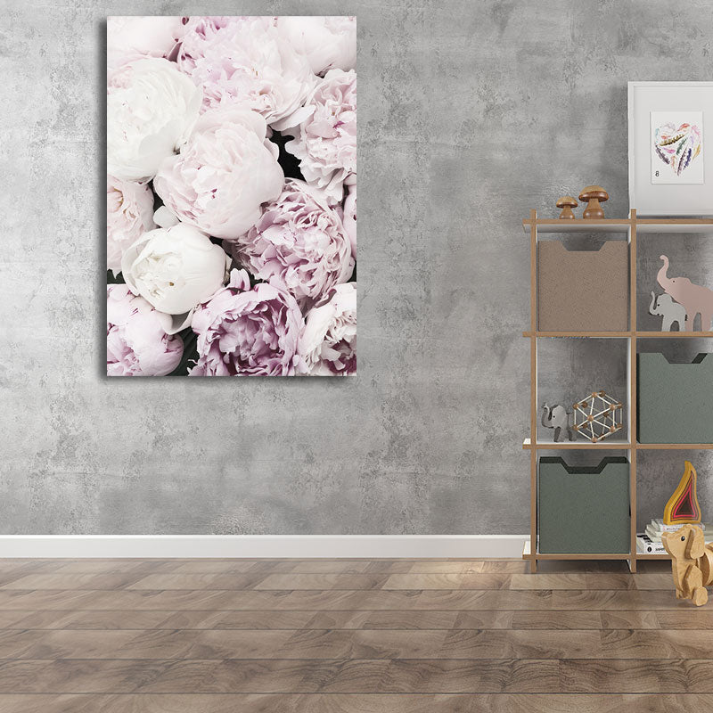 Brehn | Romantische Pfingstrosenblüte Leinwand für Schlafzimmer Blumen Druck Wandkunst Dekor in Pastellfarbe