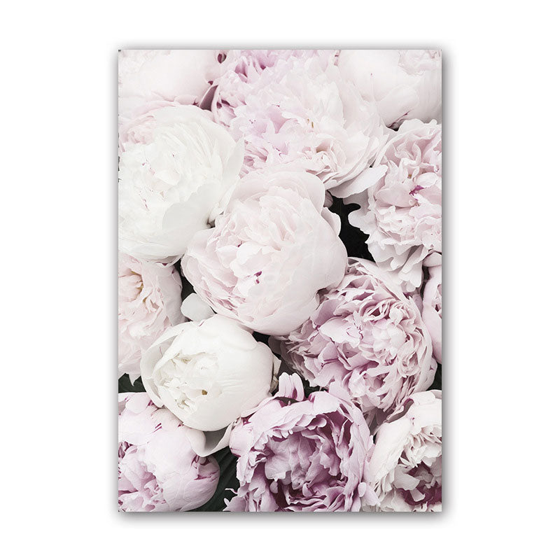 Brehn | Romantische Pfingstrosenblüte Leinwand für Schlafzimmer Blumen Druck Wandkunst Dekor in Pastellfarbe