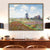 Brehn | Windmühle und Blumenfeld Leinwand Wandkunst Traditionelles Texturgemälde in Blau
