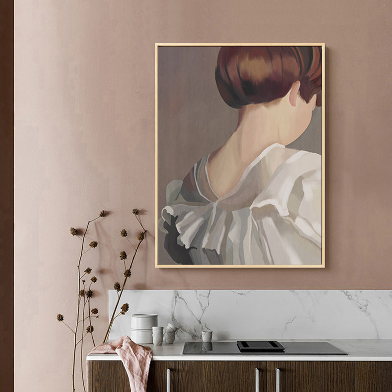 Brehn | Weißes Mädchen Rückmalerei Kunstdruck Texturiert Traditionelle Badezimmer Wanddekoration