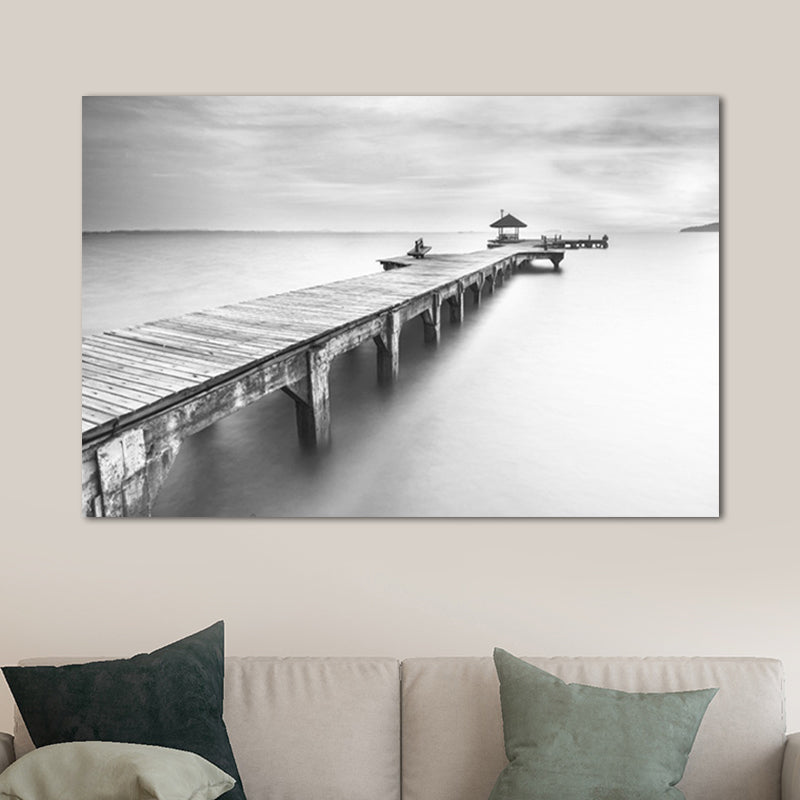Brehn | Moderne Brücke und Landschaftsartprint Helle Farbige Texturierte Wanddekoration für das Wohnzimmer