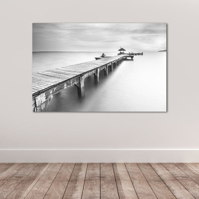 Brehn | Moderne Brücke und Landschaftsartprint Helle Farbige Texturierte Wanddekoration für das Wohnzimmer