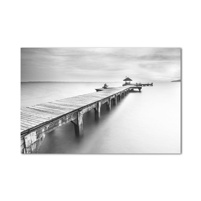 Brehn | Moderne Brücke und Landschaftsartprint Helle Farbige Texturierte Wanddekoration für das Wohnzimmer