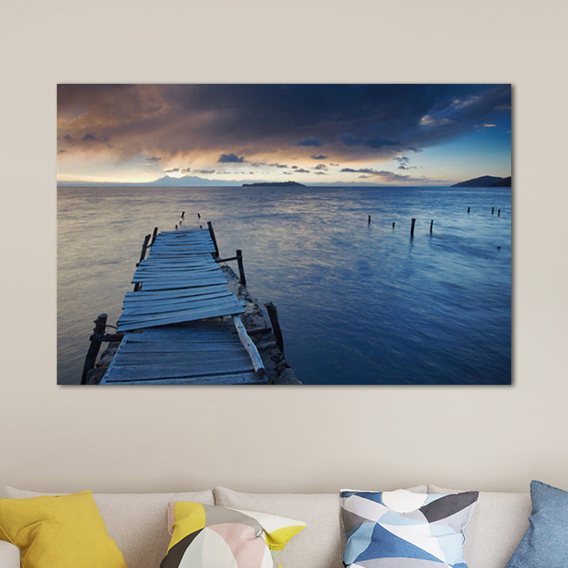 Brehn | Sundown Bridge Seascape Leinwand Texturiert Zeitgenössische Haus Innenwand Kunstdruck
