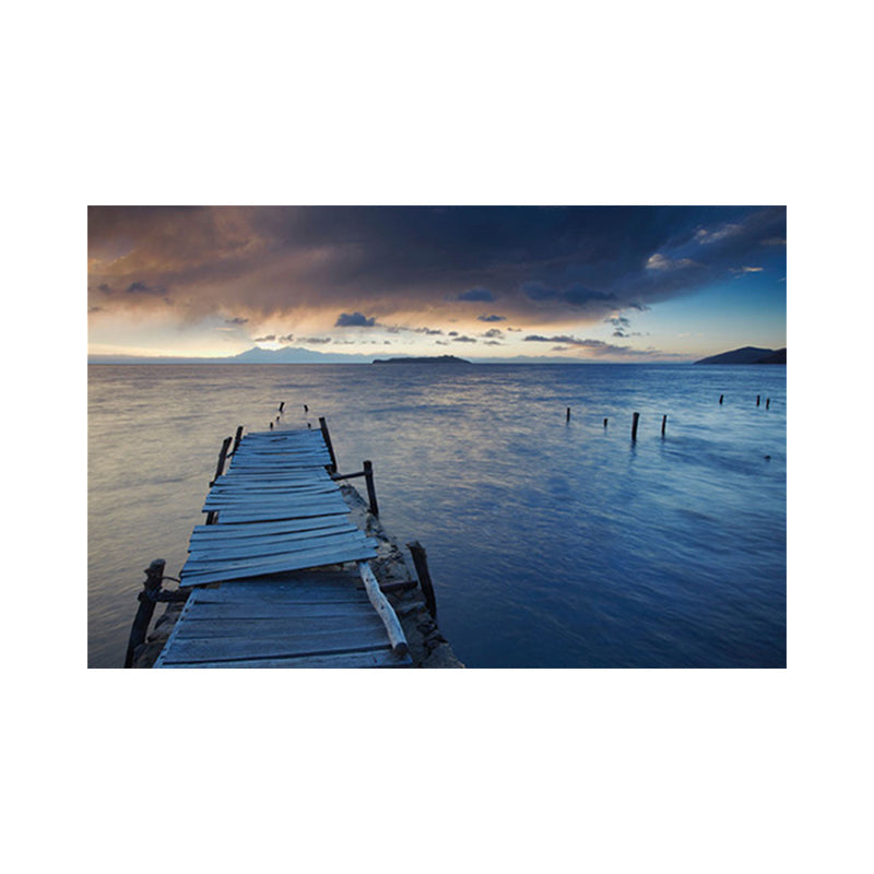 Brehn | Sundown Bridge Seascape Leinwand Texturiert Zeitgenössische Haus Innenwand Kunstdruck