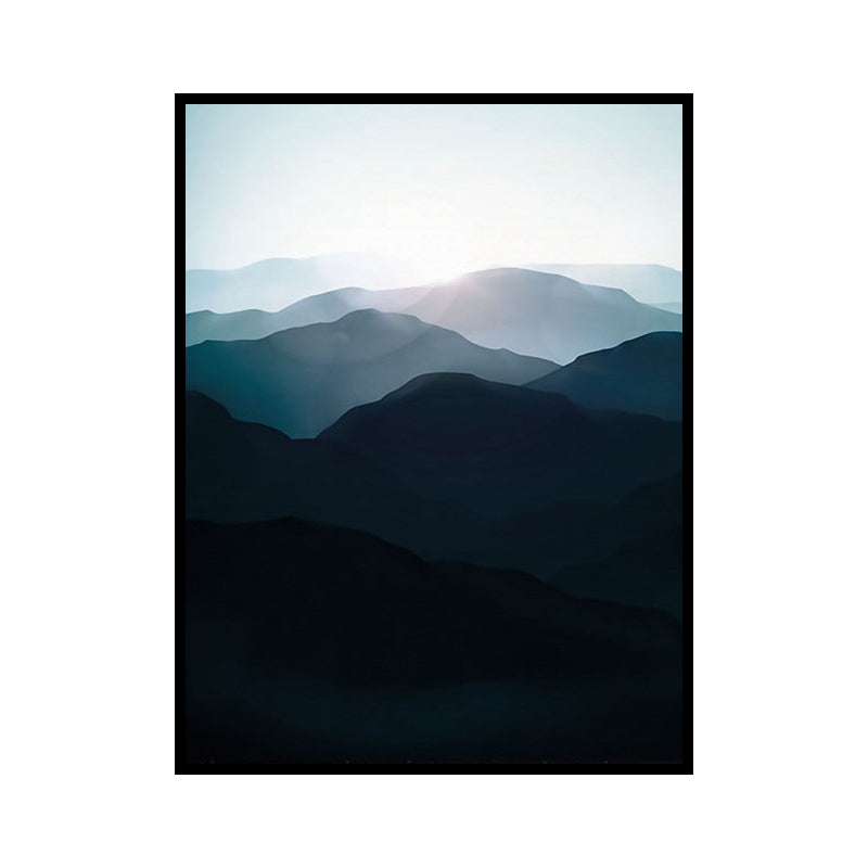 Brehn | Dunkle Farbe Nebelige Berge Leinwandkunst Natur Landschaft Moderne Texturierte Wanddekoration