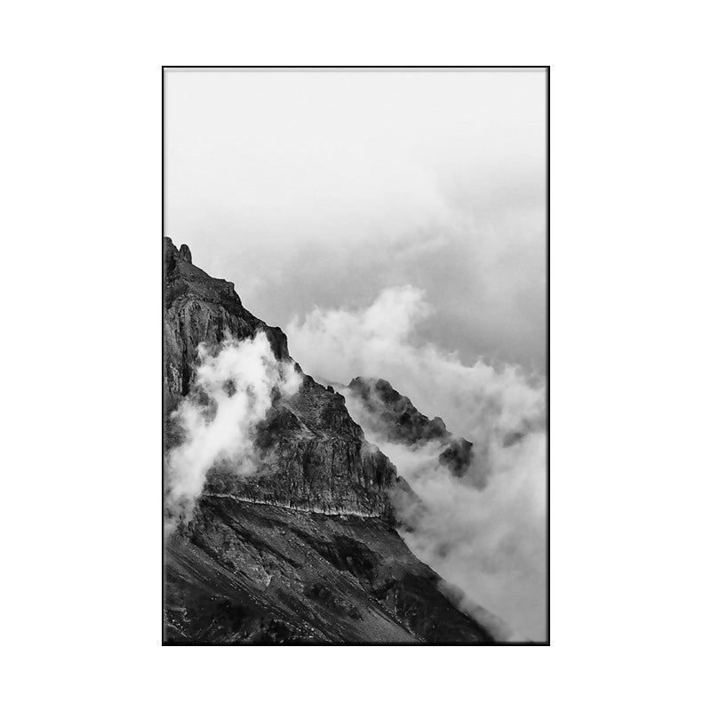 Brehn | Foggy Natural Scenery Art Print in Grey Canvas Made Wall Decoration for Home, Texturiert