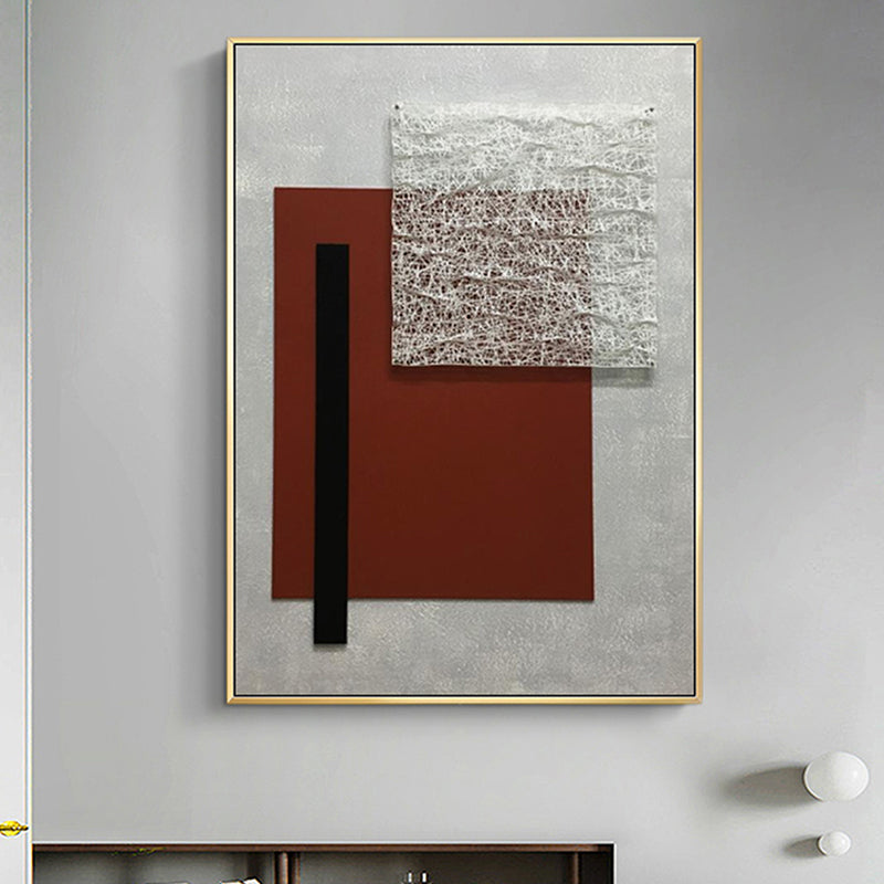 Brehn | Geometrische Leinwandkunst Strukturierter Nordic Stil Wohnzimmer Wanddekoration in Dunkelfarbe