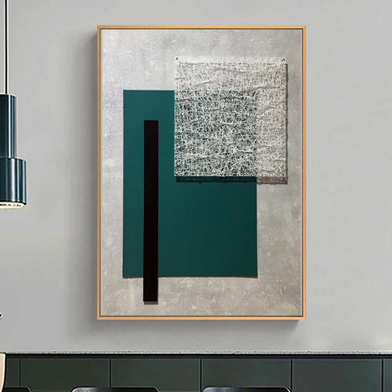 Brehn | Geometrische Leinwandkunst Strukturierter Nordic Stil Wohnzimmer Wanddekoration in Dunkelfarbe
